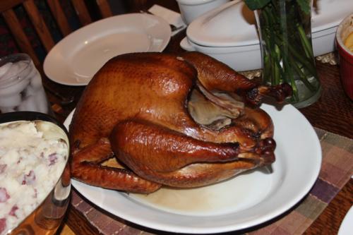 Smoker Turkey on the Table